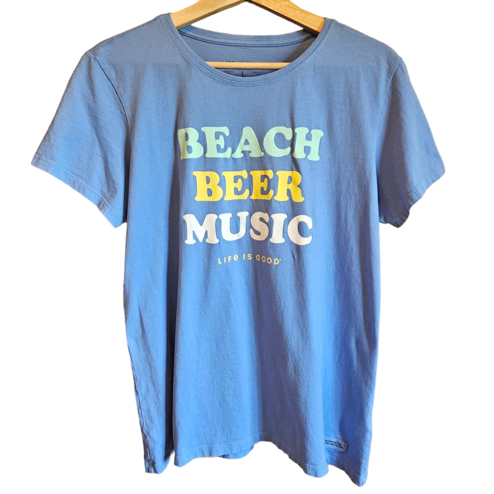 Life Is Good Blue 'Beach Beer Music' Short Sleeve Tee